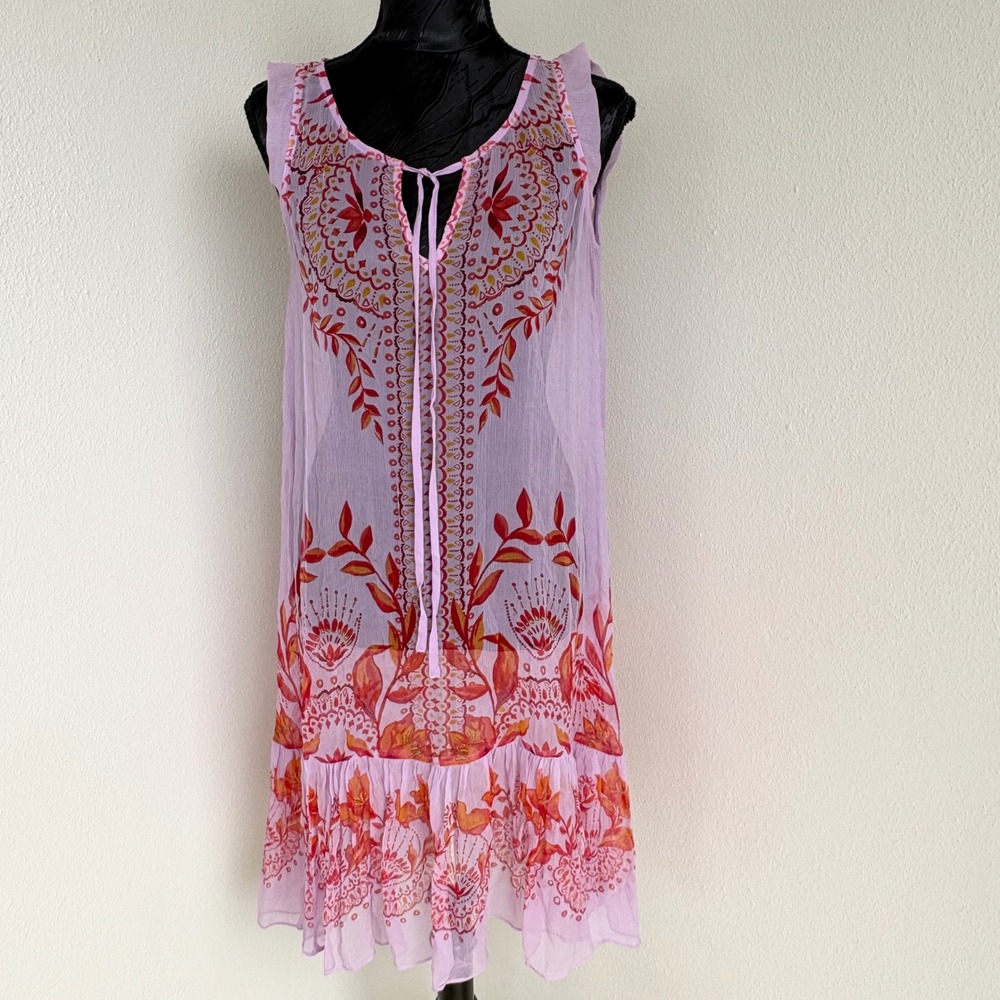 Floreat Anthropologie Wisteria 100% Silk Dress 4 Purple Fairycore